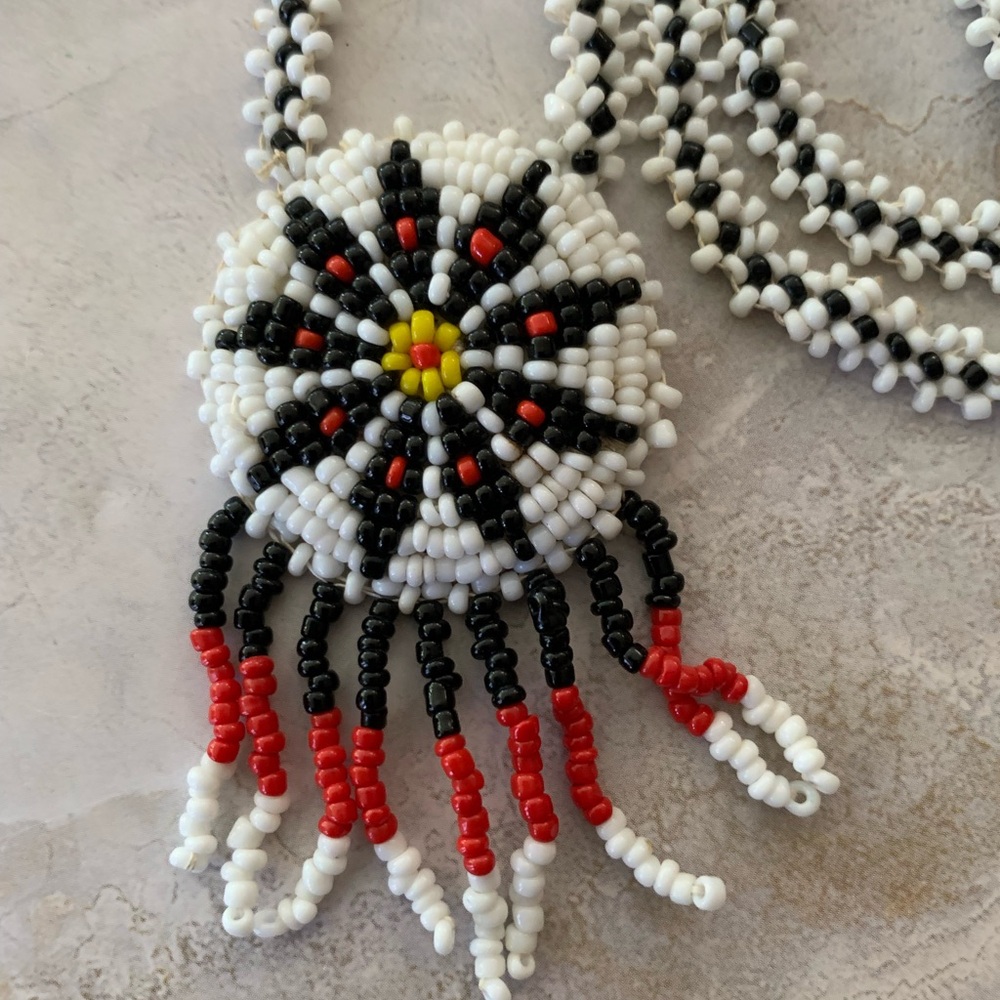 Native American Seed Bead Medallion Necklace